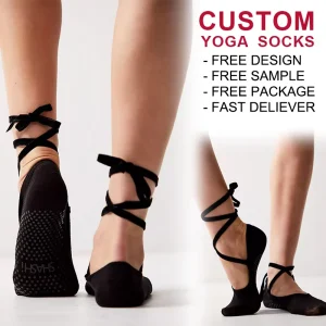 Autumn Knitted Lace-Up Spandex/Nylon/Cotton Pilates and Yoga Grip Socks, Non-Slip, Breathable