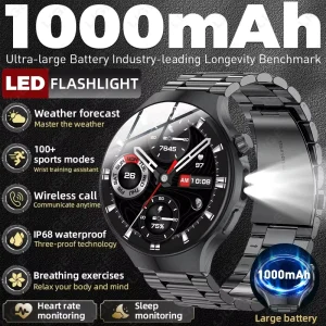 BWJU126 Smart Watch with Flashlight, Answer and Make Calls, Heart Rate, Waterproof Fitness Tracker, Android iOS