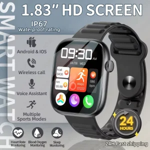 BWT7 Ultra Thin Smart Watch for Women and Men Call Fitness Tracker Heart Rate 2-Strap iOS Android
