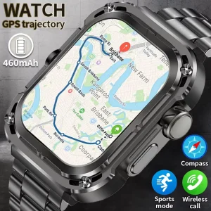 BWZ85Max (3 Straps) GPS Track Smart Watch for Men NFC Gesture Control Fitness Tracker Voice Assistant Answer Call