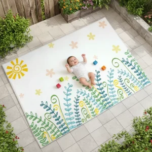 Baby Play Mat 200x140cm, Foldable Cushioned Waterproof Anti-Slip Tummy Time Mat