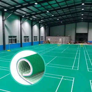 Badminton PVC Sports Flooring 4.5mm Thick Eco-Friendly Anti-Slip Shock Absorbing Anti-Bacterial Elastic Pad
