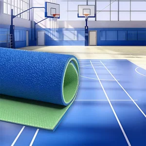 Badminton PVC Sports Flooring 4.5mm Thick Eco-Friendly Anti-Slip Shock Absorbing Anti-Bacterial Sports