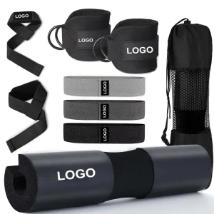Barbell Pad Set with Ankle Straps, Hip Resistance Bands, and Lifting Strap