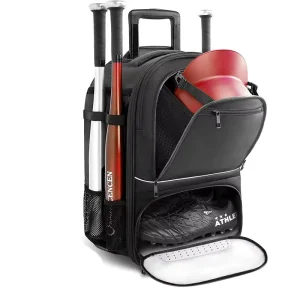 Baseball Rolling Duffle Bag Outdoor Game Softball Equipment Storage Rolling Bag with Wheels Baseball Backpack