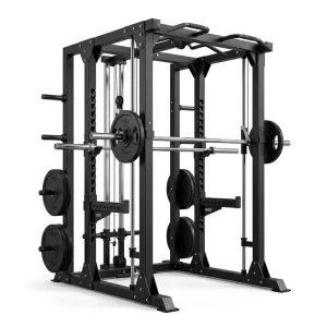 Basic Smith Machine Half Rack Combo Commercial Fitness Equipment with Converging Power Rack Glider Set