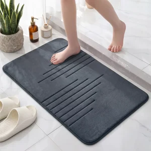 Bathroom Floor Mat Memory Foam Slow-Recovery Soft Foot Pad with Thick Anti-Slip PVC Bottom
