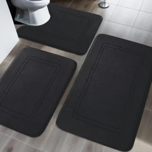 Bathroom Floor Mat Quick-Drying 3-Piece Set Square Non-Slip Solid-Color Coral Fleece Diatomite
