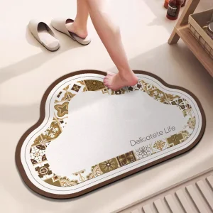 Bathroom Rug Cartoon Toilet Mat Water Absorbent Quick Drying Non Slip Diatom Mud Alien Shaped Restroom Floor Mat