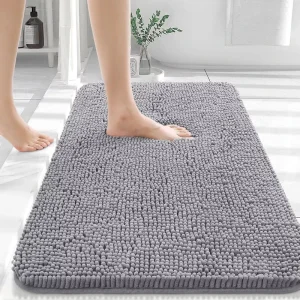 Bathroom Rug Ultra Soft Absorbent Chenille Rubber Backing Quick Drying Machine Washable Solid Color Modern and Simple Floor Mat
