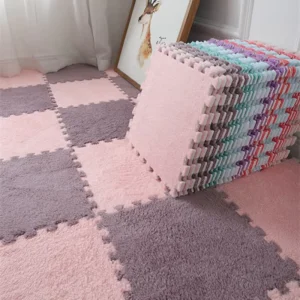 Bedroom Girl’s Bubble Plaid Square Stitching Floor Mat Washable Princess Bedside Carpet Modern Simple Medium Home