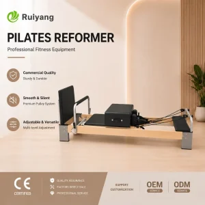 Beech Wood Pilates Reformer with Aluminum Alloy Legs for Commercial Studio