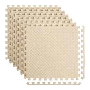 Beige EVA Gym Mat High-Density Interlocking Puzzle Flooring Mats Custom Color Custom Size