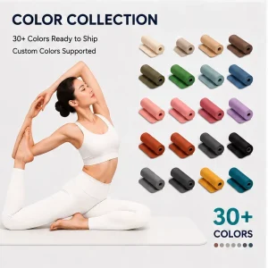 Beige Rectangle TPE Yoga Mat Lightweight Closed Cell Moisture Management for Beginners Gym Pilates Fitness Studio