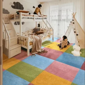 Bio-Based Modular No-Glue Carpet Tiles 15mm High-Pile Floor Mats for Living Room Nursery Home Decor
