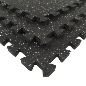 Black 12-20mm Thick Impact Rubber-Topped EVA Foam Flooring Tiles for Home Gym Equipment Garage