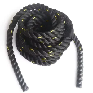 Black 25mm Diameter Customizable Logo Polyester Battle Rope for Strength Training Fitness 5m 9m 12m 15m Length Options