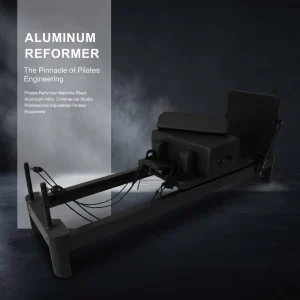 Black Aluminum Alloy Pilates Reformer Machine for Commercial Studios, Adjustable