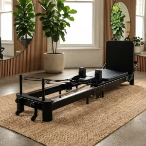 Black Aluminum Foldable Pilates Reformer Space-Saving Commercial CE ISO
