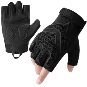 Black Camouflage Fingerless Tactical Gloves, Cut-Resistant Palm Pad, Breathable, for Sports, Gym, and Cycling