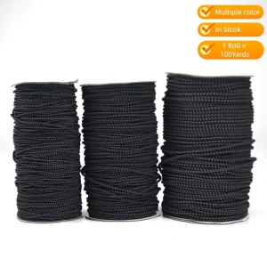 Black Flexible Elastic Round Cord Polyester Resilient Elastic Round Rope for Clothing Drawstrings