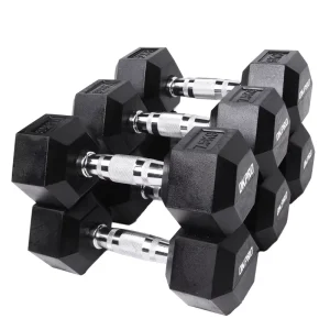 Black Hex Dumbbell Rubber Hexagon Free Weights