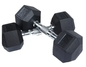 Black Hex Dumbbells Rubber-Coated Home Gym Weights