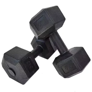 Black Hex PVC Dumbbells Unisex Home Fitness Equipment Set for Teens & Beginners Exercise & Body Shaping
