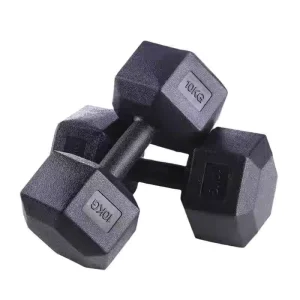 Black Hexagonal Cement Dumbbells 50kg and 20kg for Home Gym