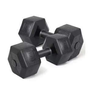 Black Hexagonal Rubber-Coated Dumbbells for Commercial Gym Use