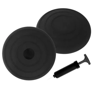 Black Matte Inflatable PVC Yoga Balance Cushion Wobble Pad with Pump