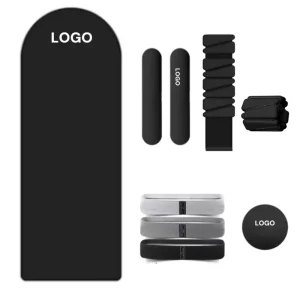 Black Multi-Piece Yoga Workout Kit with Yoga Mat for Strength and Flexibility