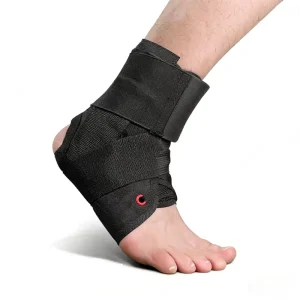 Black Neoprene Adjustable Ankle Support Brace Lace-Up Pain Sprain Guard Strap Wear-Resistant Unisex