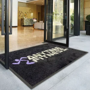 Black Non-Slip Rubber Outdoor Doormat Blank Commercial Logo Floor Entrance Mat