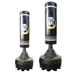 Black PP/HDPE Standing Punching Bag, Water or Sand Filling, Adjustable Height 120-160 cm, Boxing Training