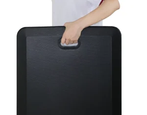 Black PU Thick Cushioned Anti-Fatigue Mat with Handle PET-Friendly Non-Slip Washable for Kitchen and Office