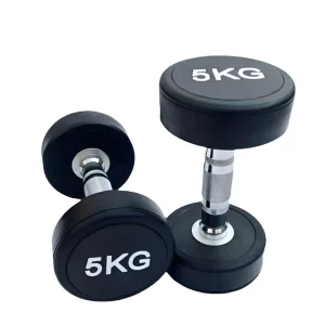 Black Round Rubber Dumbbell Set, 2.5-50kg
