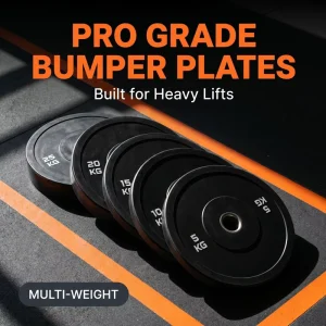 Black Rubber-Coated Large-Hole Bumper Weight Plates, Multiple Weight Specifications