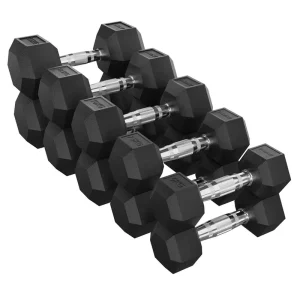 Black Rubber Hex Dumbbells