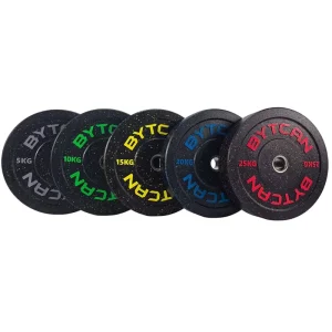 Black Rubber and Steel Bumper Plate Set, 5-25 kg, for Athletic Training
