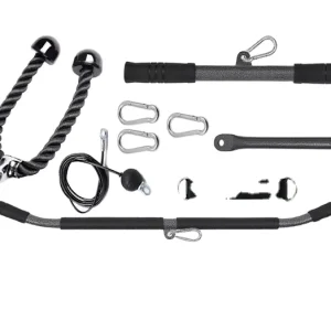 Black Steel Pulley System Cable Attachment Set for Home Weightlifting
