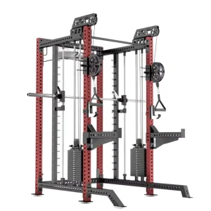 Black Steel Tube Laser Printing Multi Function Station Smith Squat Cage Trainer Cable Crossover Machine