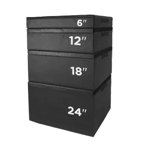 Black Wooden EVA Leather Jump Box, 6-24 Inch, for CrossFit and Commercial Gym Training