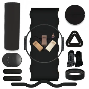 Black Yoga Accessory Set with Yoga Mat Reformer, Silicone and Iron, for Women