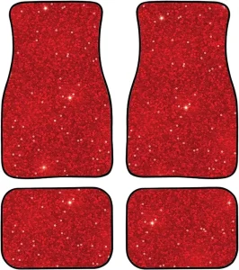 Bling Print 4-Piece Car Floor Mat Set Rubber-Lined All-Season Heavy-Duty Vehicle Floor Protection