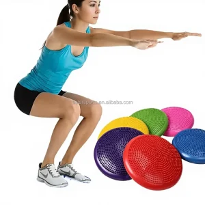 Blue PVC Waterproof Anti-Slip Foldable Inflatable Pilates Fitness Balance Cushion