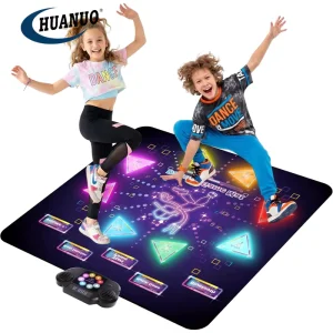 Bluetooth Dance Pad with 6 Game Modes, Non-Slip Waterproof Surface, 8 Buttons, Rechargeable Light-Up Design for Kids