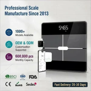Bluetooth Smart Body Fat Scale Digital Weight Scale with LED Display and Smartphone App Connectivity