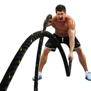 Braided Black Nylon Battle Rope 3.8 cm x 15 m, 6.5 kg, for Strength Training