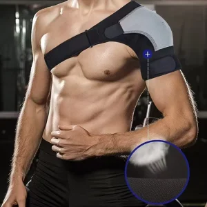 Breathable Adjustable Neoprene Shoulder Brace for Women and Men with Compression Wrap and Lifting Straps